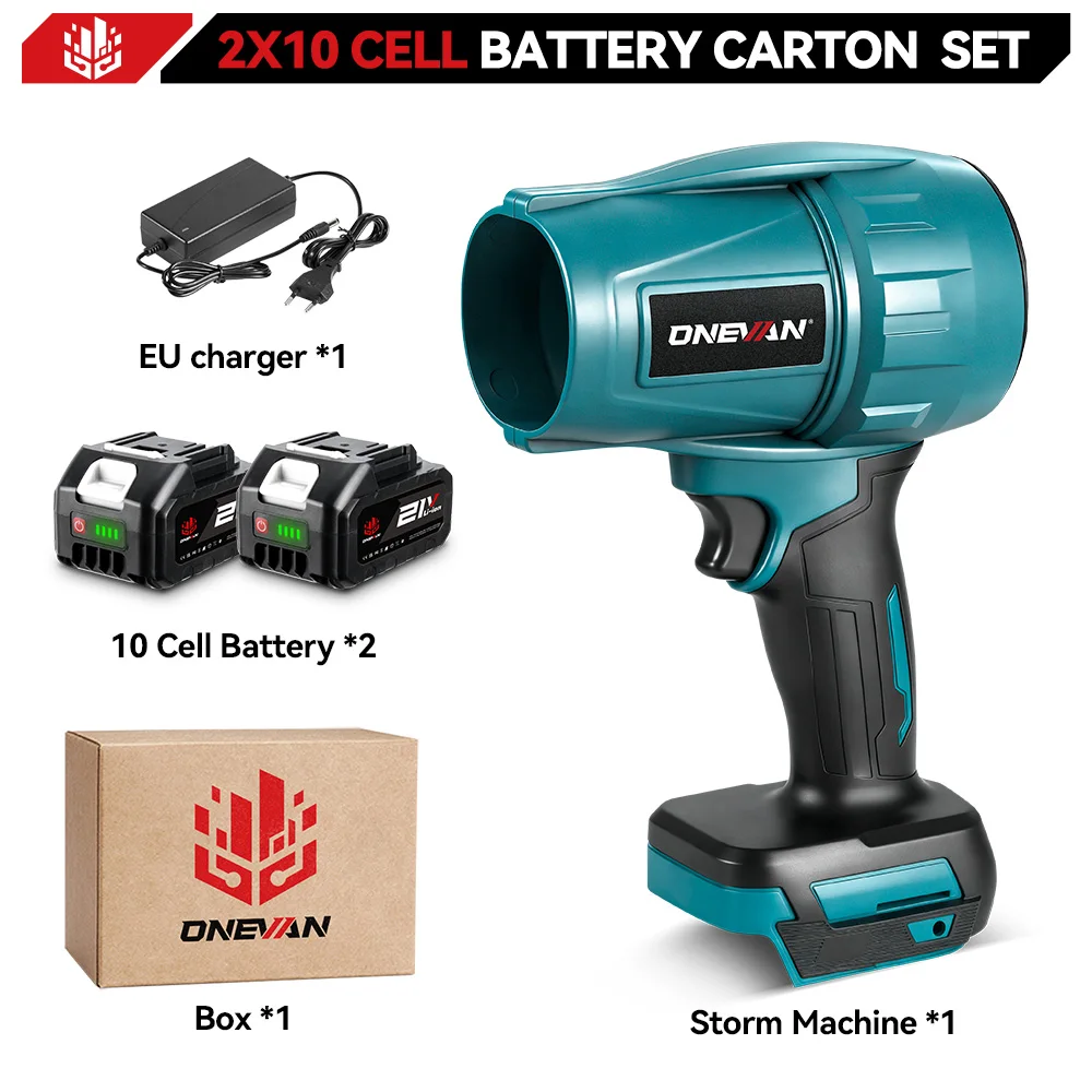 ONEVAN 3500W Borstelloze Elektrische Turbo Blaasfan Jet Fan Krachtige Blad-, Stof- en Sneeuwblazer Autodroger Gereedschap voor Makita 18V Accu