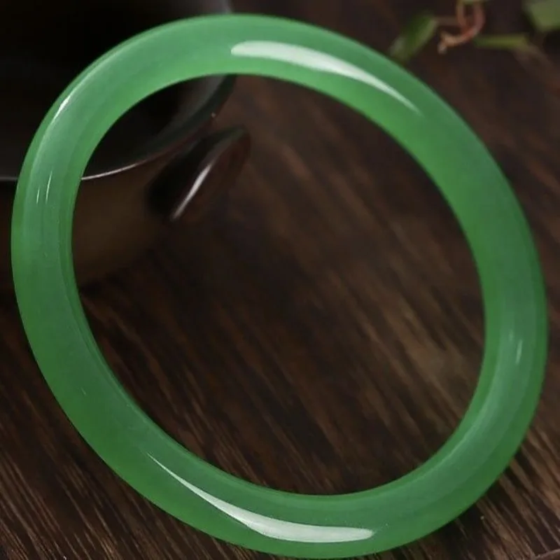 

Круглый нефритовый браслет из натурального кварцита, классический модный простой нефритовый браслет, ювелирные изделия