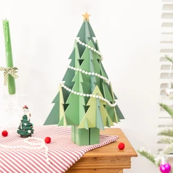 Creative DIY Wooden Christmas Building Blocks Ornaments Pine Tree Shape Crafts Home Office Coffee Table Decor Birthday Gifts