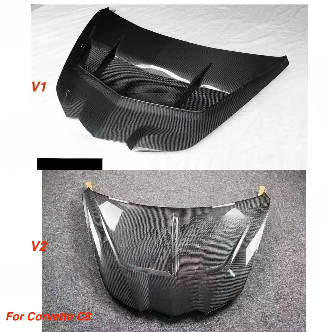 Carbon Fiber Hood for Chevrolet Corvette C8 Real Carbon Fiber Hood V1 V2 ZR1 Style