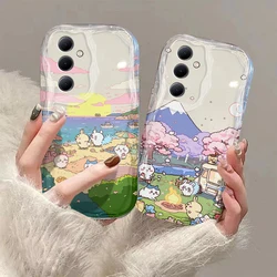 Comics Cute Chiikawas Kawaii 3D Wave Phone Case For Samsung Galaxy S24 S23 S21 S20 FE Plus Ultra 4G 5G Soft Silicone Back Cover