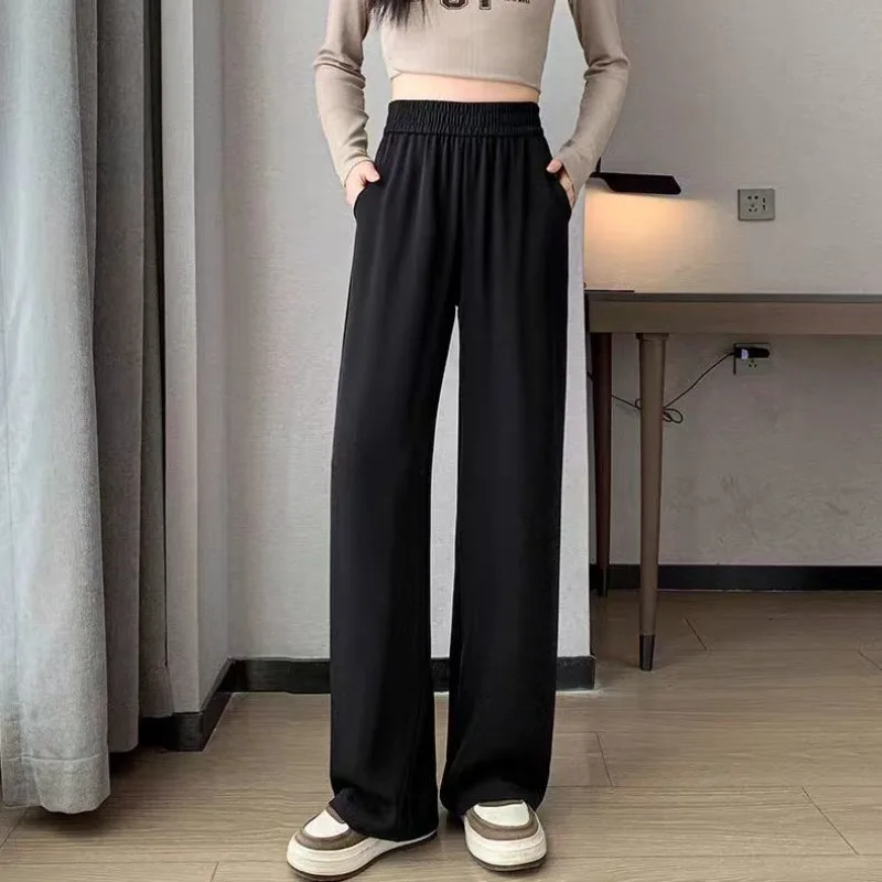 Loose and Comfortable Wide Leg Pants for Spring and Summer 2025 New High Waisted Casual and Simple Outdoor Sports  Casual Pants
