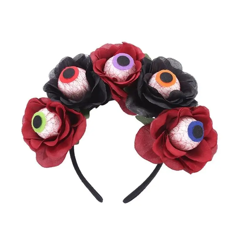 652F Bloody Halloween Skull Headband Funny Cosplay Party Headwear Hair Hoop Funny Skeleton Headband Halloween