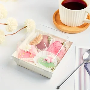 صندوق تغليف الوجبات الجاهزة القابل للتصرف ، تقطيع الفاكهة البيضاء ، صندوق السوشي ، صندوق الكيك ، شفاف ، 100 قطعة أفضل 10 صناديق غداء بلاستيكية يمكن التخلص منها مبيعا - No3