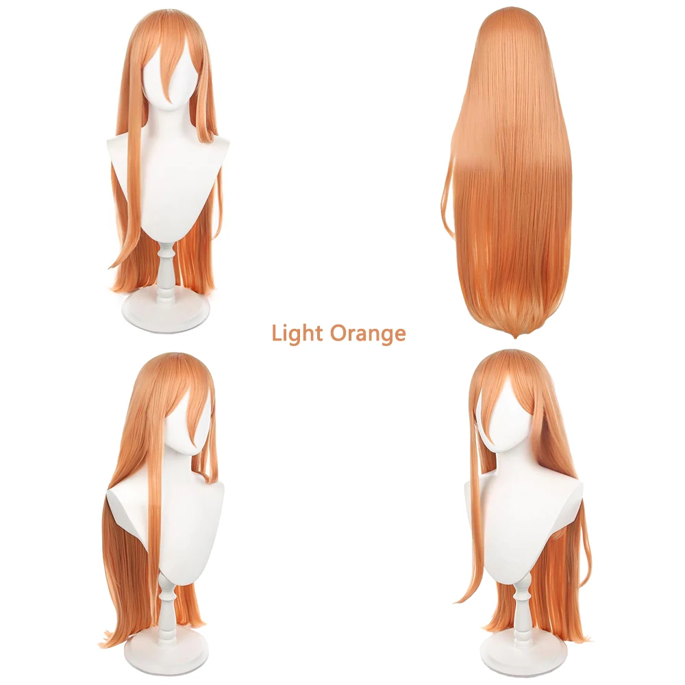 #350 Light Ginger Orange Wig 37 Inch Long Straight Wig with Side Bangs Heat Resistant Synthetic Full Wig For Cosplay Daily Party