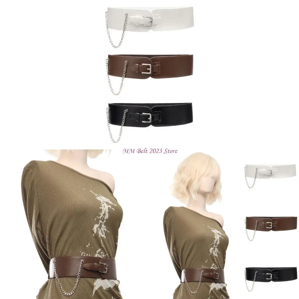49me-多用途伸縮性ワイドベルト装飾ニッパーベルト女性のためのロングシャツドレス