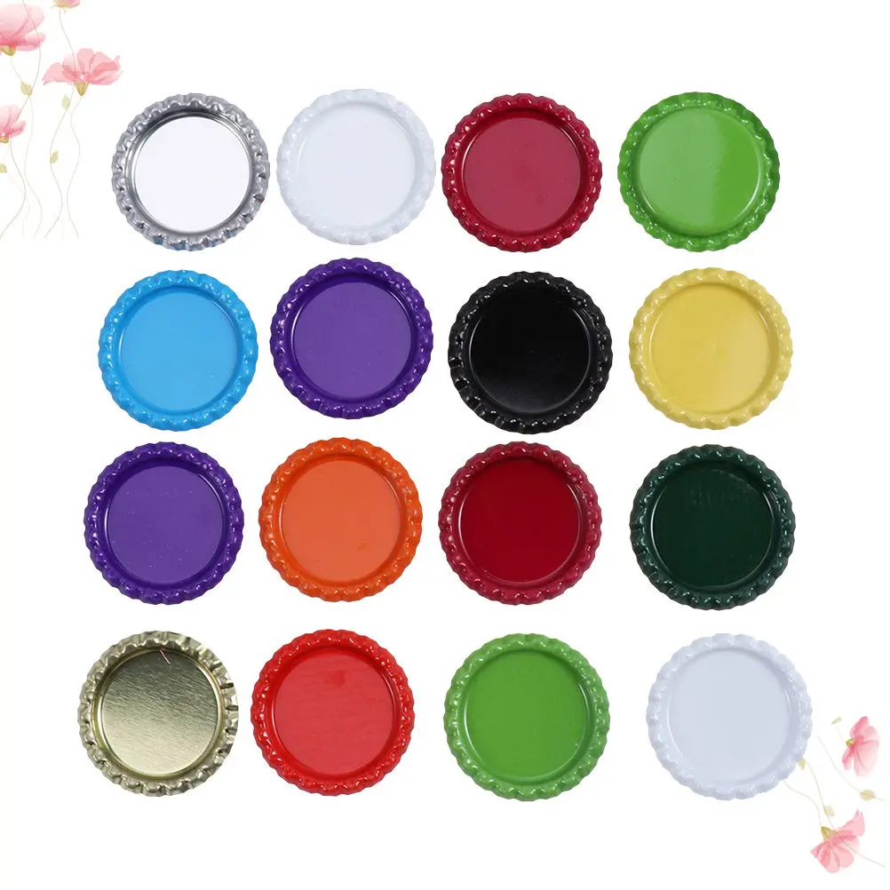 100Pcs Beer Bottle Caps Flattened Tinplate Colorful DIY Crafts Pendants Scrapbooking 25.4mm Random Colors Bottle Caps