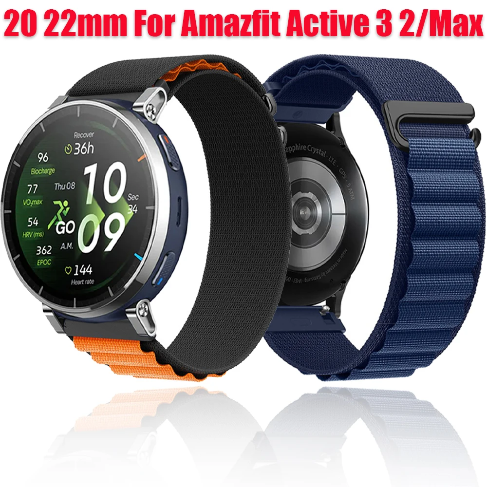 Ремешок Alpine Loop 20/22 мм для Amazfit Active 3/2/Max/GTS, нейлоновый браслет Correa для Amazfit Balance 2/1/Bip 6/5/Helio/T-Rex3 Pro