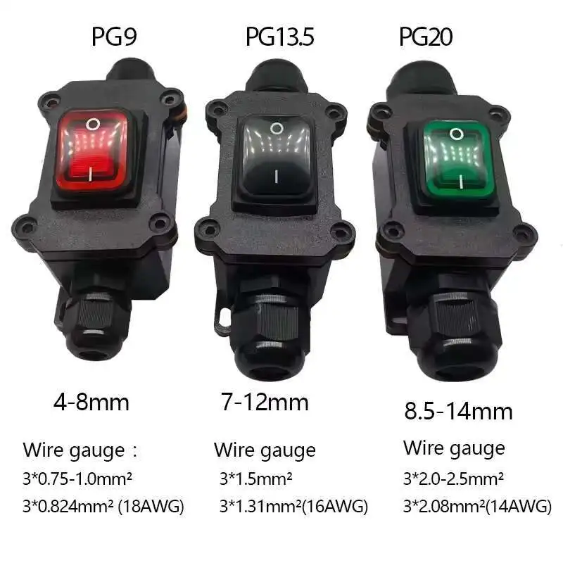 مقاوم للماء على إيقاف 2 موقف Dpst Rocker Kcd4 Ine Switch Box