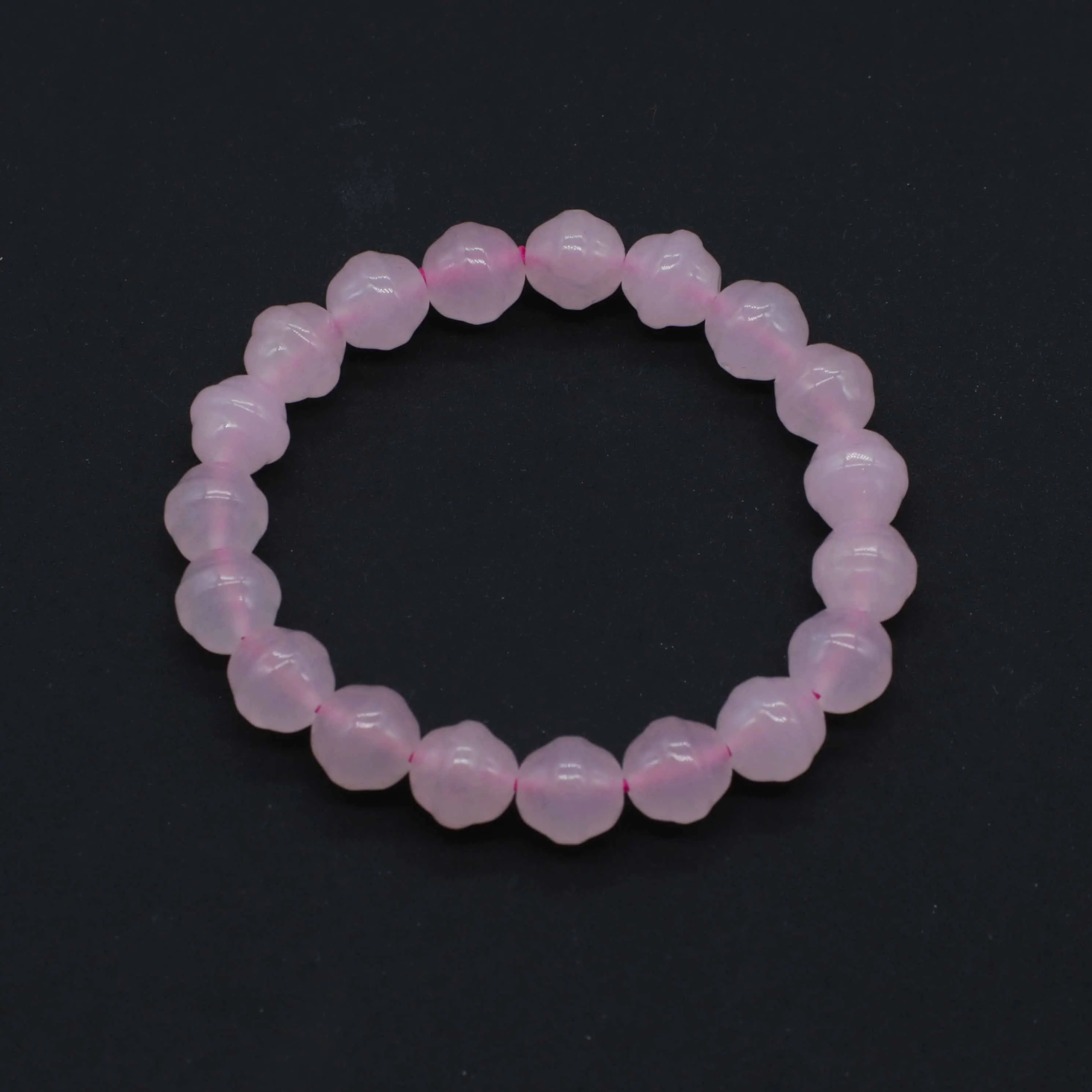 Gains 10 MM Rose Quartz UFO Beads Stretch Bracelet Friend Gift Graduation Souvenir Free Shipping