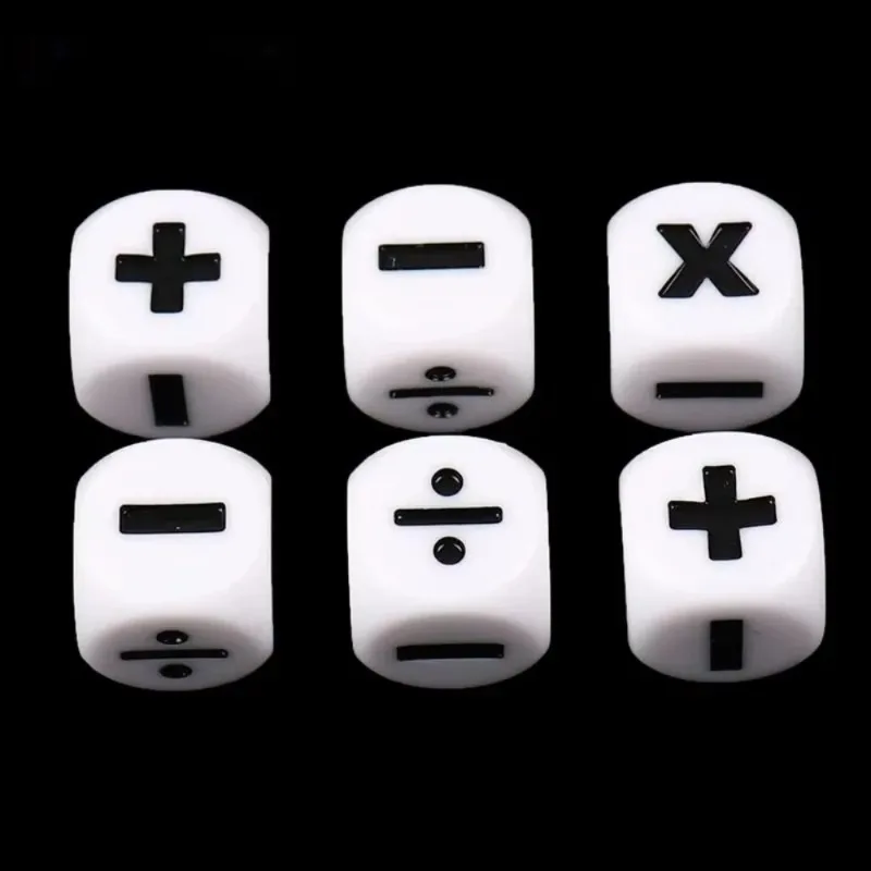 1/4PCS 16mm Resin Addition Subtraction Multiplication Division Symbols Dice Operation Props Kid's Educational Assist Accessories