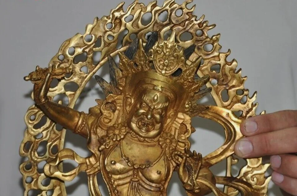 Tibet Buddhism temple bronze Gilt Mahakala Mahakala Wrathful Deity Buddha Statue