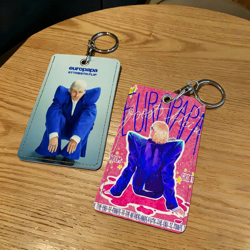 حامل بطاقات Singer Joost Klein Europapa مع سلسلة مفاتيح للحماية التنفيذية لحقيبة حافلة مترو الأنفاق الائتمانية للبنك