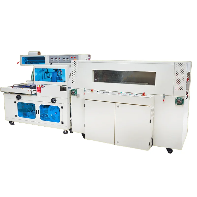 Food Packaging PE Film Material Oven Wrapping Machine With Viewing Window Shrinking Tunnel For Beverage Application Bag Packer