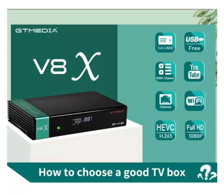 GTMEDIA V8 UHD TV decodificador 4K TV decodificador receptor satelital DVB-S2/S2X DVB-T2 DVB-C BISS + tecla PowerVu con actualización WIFI 2,4G