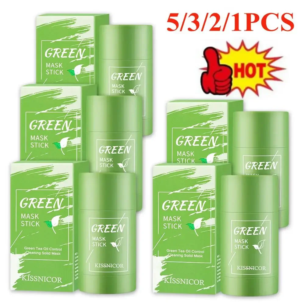 Máscara de chá verde para o rosto, hidratação profunda, poros encolhidos, cravo, acne, cuidados com a pele, 5, 3, 2 ou 1pcs