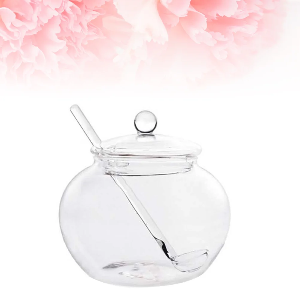 

350ml Large Round Transparent Glass Spice Jars Kitchen Storage Containers Sugar Nut Tea Jars with Glass Lid and Spoon
