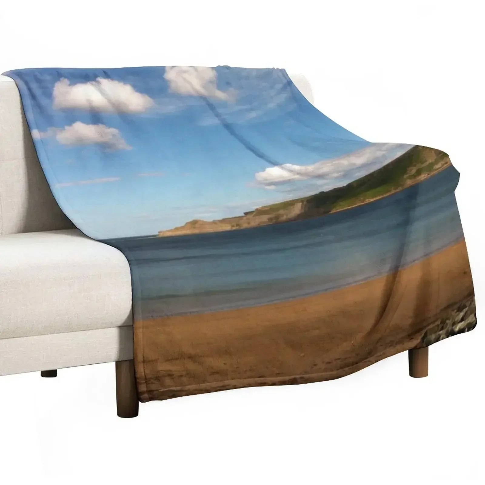 Runswick Bay, North Yorkshire Throw Blanket blankets ands Loose Custom blankets and throws Blankets