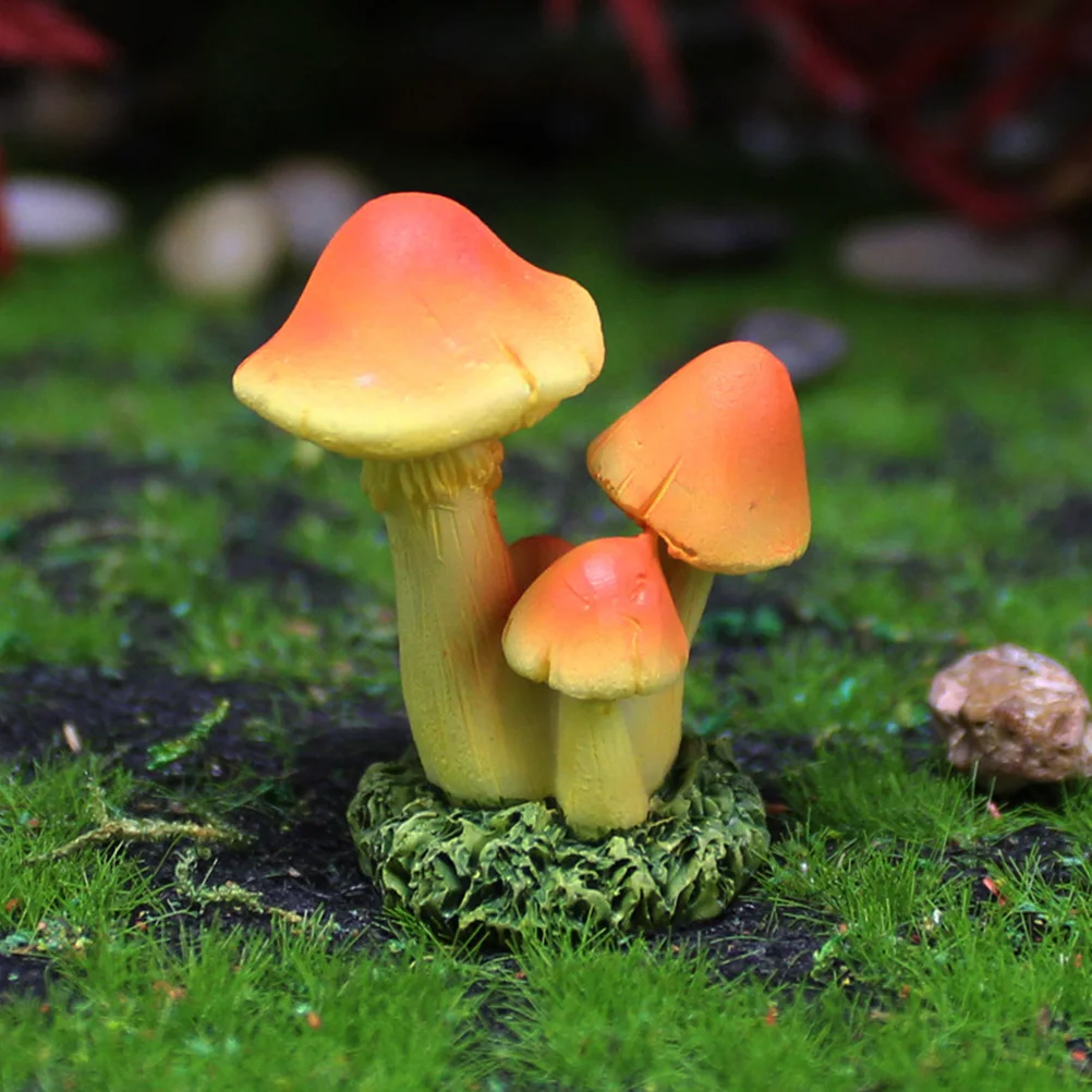 

3Pcs Micro Landscape Resin Mushroom Decorations Realistic Miniature Garden Ornaments Bonsai Outdoor Decor Small Mushroom