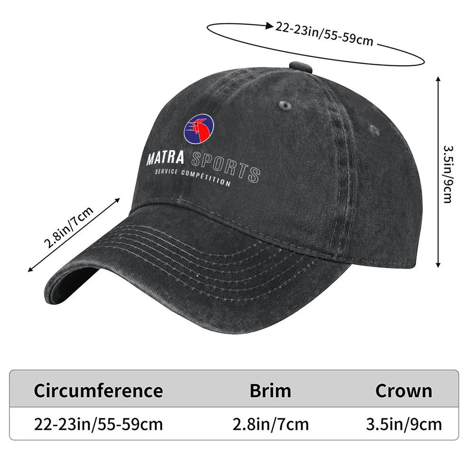Matra Sports Service Competition logo 1973 - colour print Baseball Cap Visor Luxury Cap Male hat For Man Women's