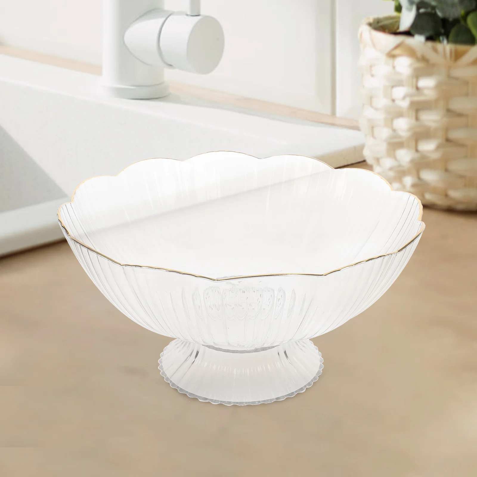 

1pc Large Capacity Fruit Plate Pet Shatterproof Drain Tray For Fruits Snacks Storage Dried Fruit Bowl Home Decor Kitchen Bar