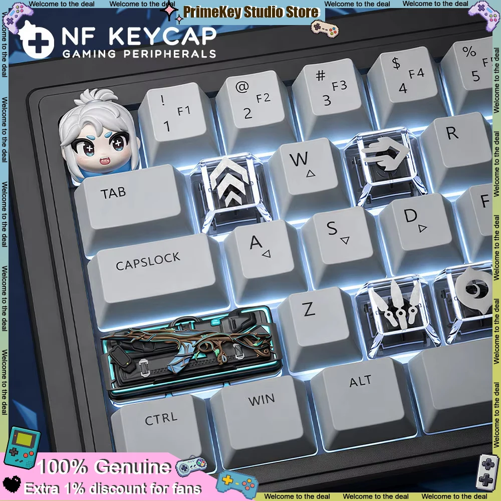 Valorant Themed Keycaps Resin Baking Finish Custom Creative Single Artisan Keycap for MX Stem Switches Game Keyboard Accessories