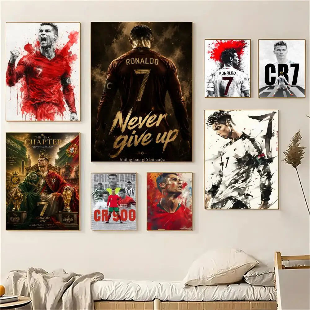 Cristiano Ronaldo Football Star Poster Self-adhesive Living Room Bedroom Party Bar Decor Moisture-proof Fade-resistant HD