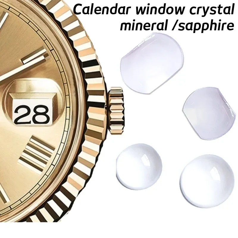 1PC Date Window Sapphire Mineral Glass for Watch Calendar Window Crystals Rectangle 7x5.5mm 5.8x4.5mm Round 4.0mm 4.5mm 5.5mm