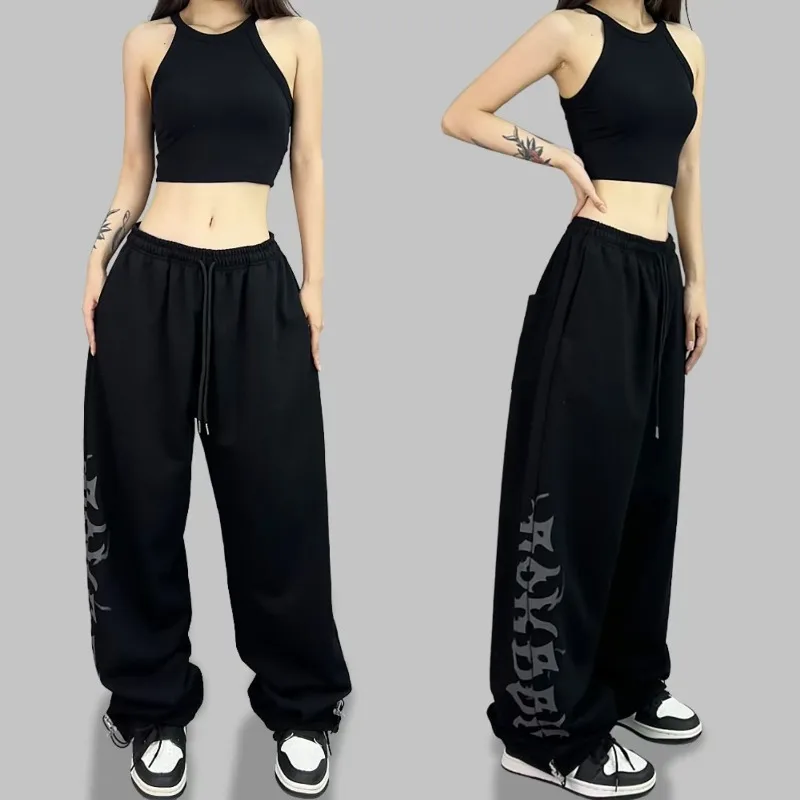 Street Dance Trendige Buchstaben-Print Damenhose Hip-Hop Europäisch-Amerikanischer Stil Bleistifthose Lässige Sommer Coole Lange Hose – Detail 3
