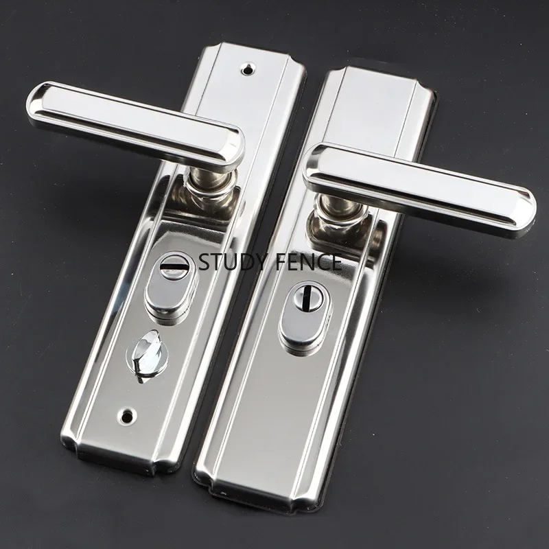 304 Metal Door Handle Security Door Handle Entry Door Thickened Panel Mechanical Lock Excluding Lock Cylinder Household Hardware
