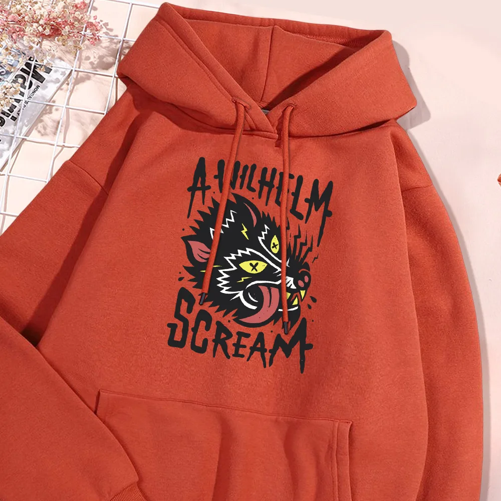 Wilhelm Scream Letter Hoodie Men Comfortable Fleece Hoodies Loose Casual Sweatshirt American Style Street Hoody Men's Tops