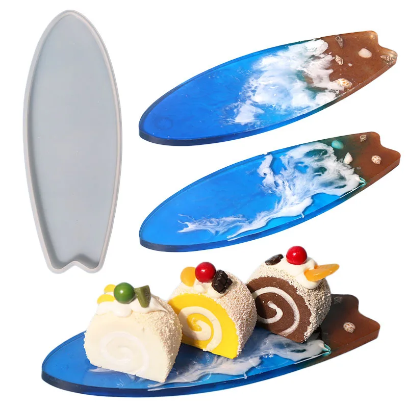 Mini Surf Board Style Coaster Placemat Cyrstal Epoxy Resin Mold DIY Gift For Home Kitchen Scald Proof Coaster Silicone Mold