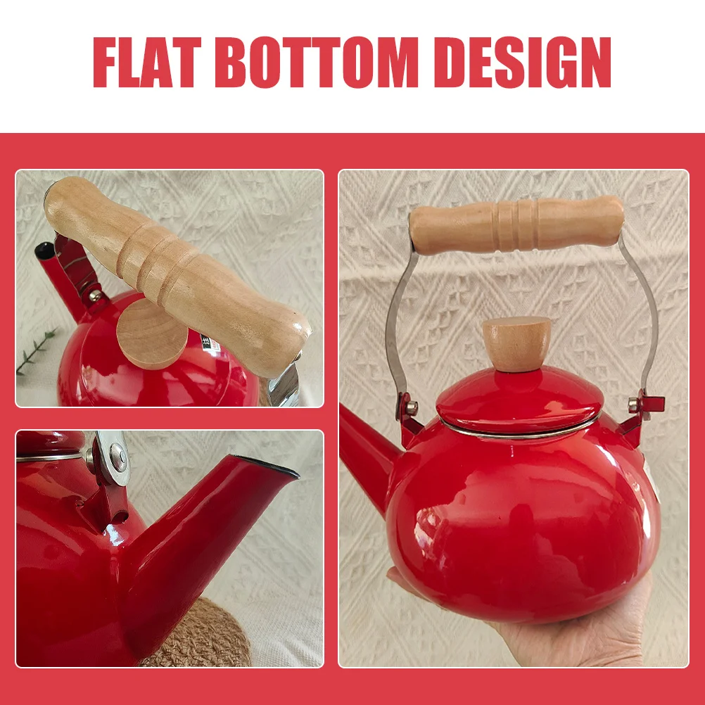 

Enamel Tea Kettle Stove Top Stovetop Kettle Even Heating Water Boiling Pot Retro Style Enamel Teapot for Home Kitchen