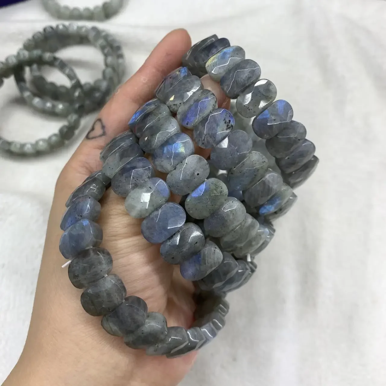 Genuine AAA Quality Labradorite 7x14mm Stone Bracelet Women Men Stretch Charm energy Elastic Bracelet Jewelry Party Gift