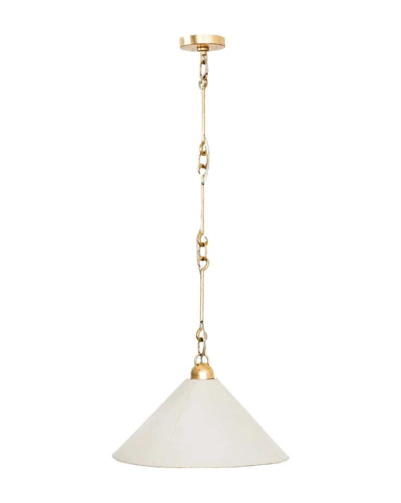 Modern American beige leather lampshade chandelier with gold foil finish for kitchen island dining table sink