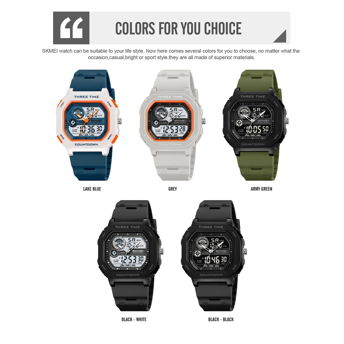 SKMEI 2641 New Leisure Sports Dual Display Men's Digital Watch Waterproof Multifunctional Electronic Military Watch Reloj Hombre - view 6