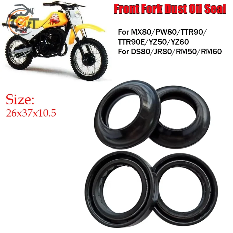26x37x10.5 Fit For YAMAHA MX80 PW80 TTR90 TTR90E YZ50 YZ60 SUZUKI RM50 RM60 Motorcycle Accessories Front Fork Oil Seal Dust Seal