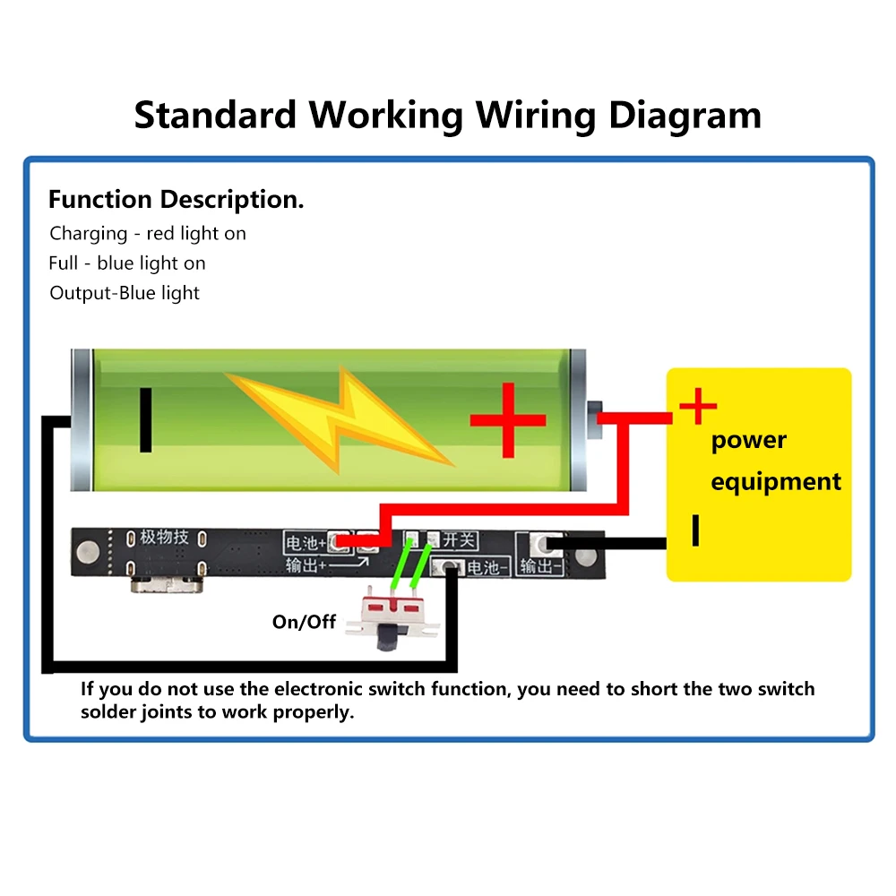 Módulo de proteção de carregamento dc 3.7v 4.2v 1.2a módulo de alimentação proteção de carregamento e descarga integrado com interruptor eletrônico