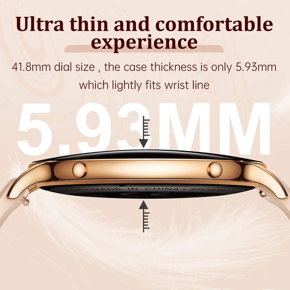 2026 Ultra-Thin Women Smart Watch AMOLED HD GPS Track Always-On Time Display LED Flashlight Bluetooth Call Waterproof Smartwatch