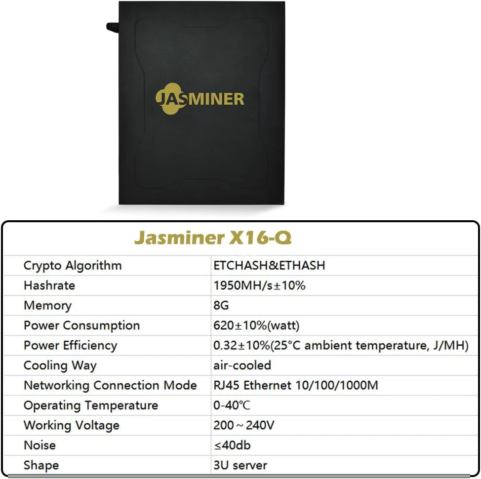 جديد Jasminer X16Q 1950Mh/s 620W ETC مينر 8G الذاكرة واي فاي 3U jasminer X16-Q Asic مينر ETC ZIL Ethash ETHW مينر Jasminer X16 Q