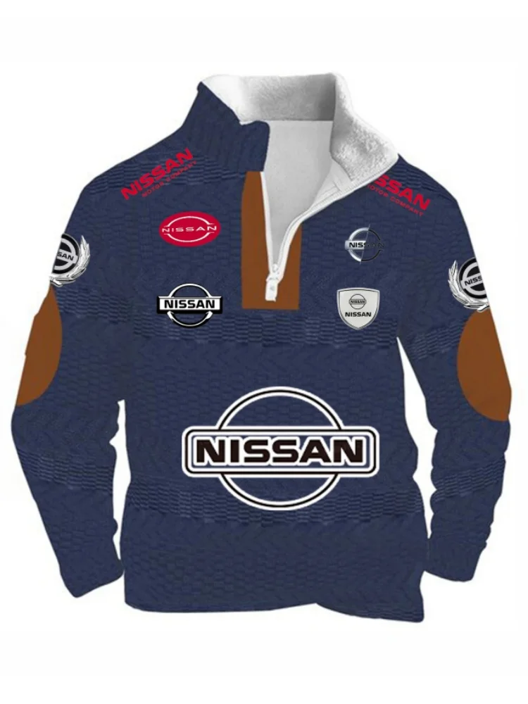 AliExpress 2025 Autumn/winter men's 3D Nissan printed wool top, windproof and warm suitable for outdoor sports cycling top