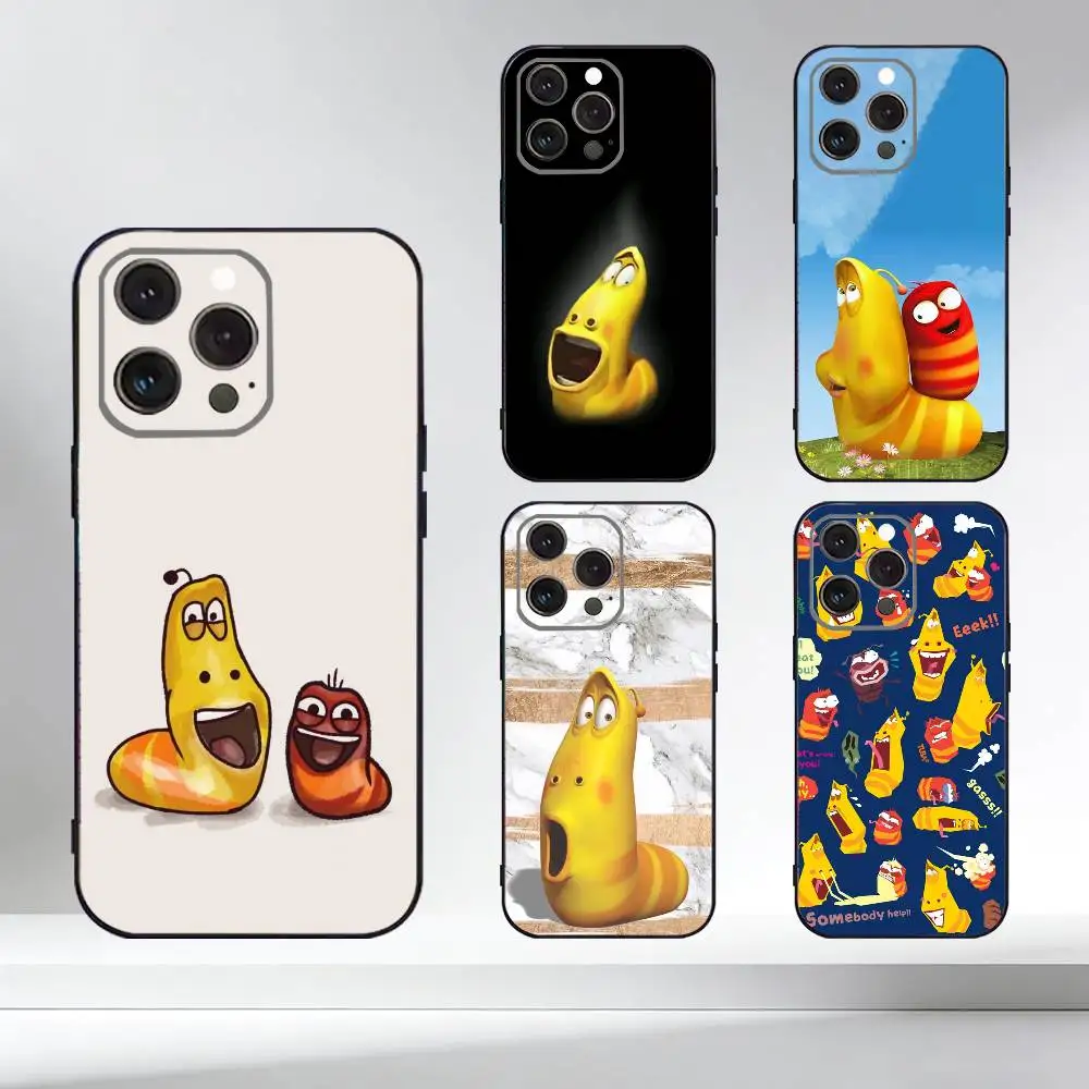 

F-Funny L-Larva Phone Case For iPhone 17,16,15,14,13,12,11 Plus,Pro Max,XS,Soft Silicone Black Cover