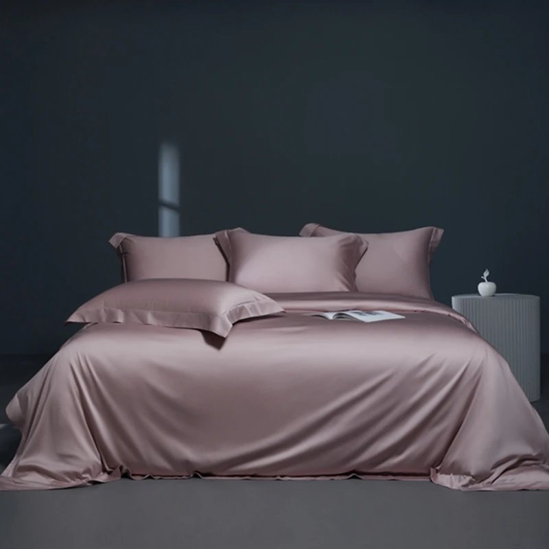 

Solid Color Design Of Dousha Powder Soft Bedding Set Duvet Cover Linen Fitted Sheet Pillowcases Home Textile