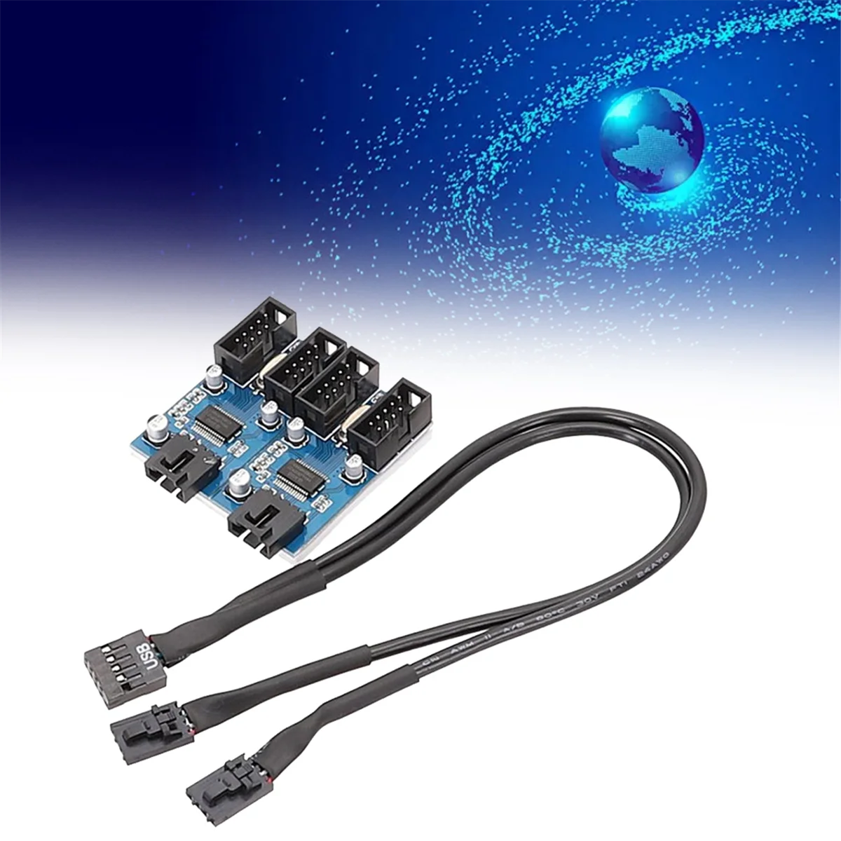 Motherboard 9Pin USB2.0 Extension Cable 9PIN to Dual 9PIN with Chip Support Multi-Interface Shared Extension Cable