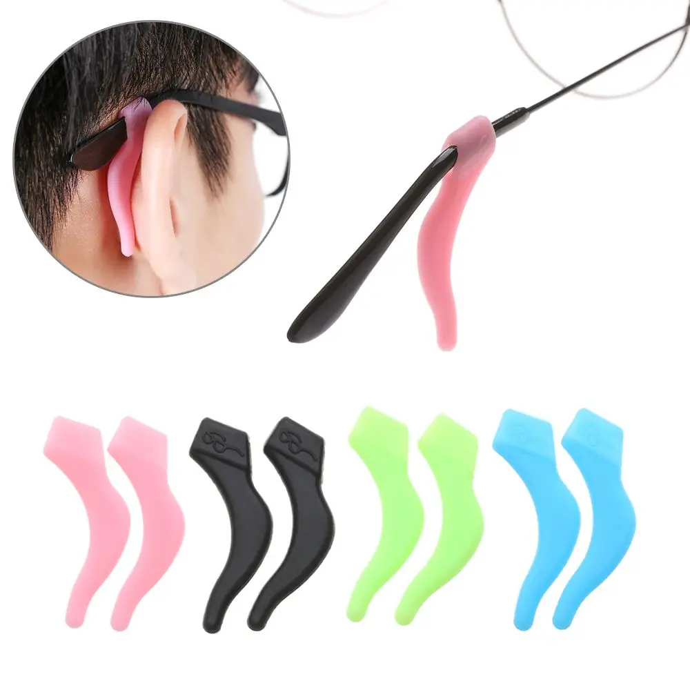 

2 pairs Outdoor Anti Slip Silicone Sports Temple Tips Eyeglass Holder Glasses Ear Hooks Soft Ear Hook