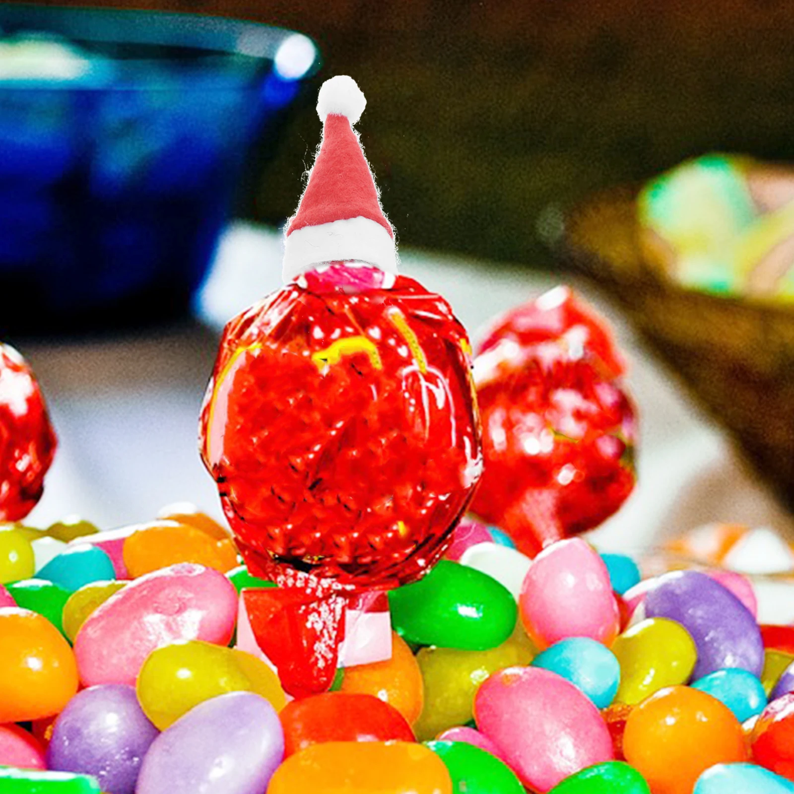 

12Pcs Christmas Lollipop Hats Mini Nonwoven Candy Caps Party Decor Xmas Supplies Festive Candy Hat Lollipop Hat
