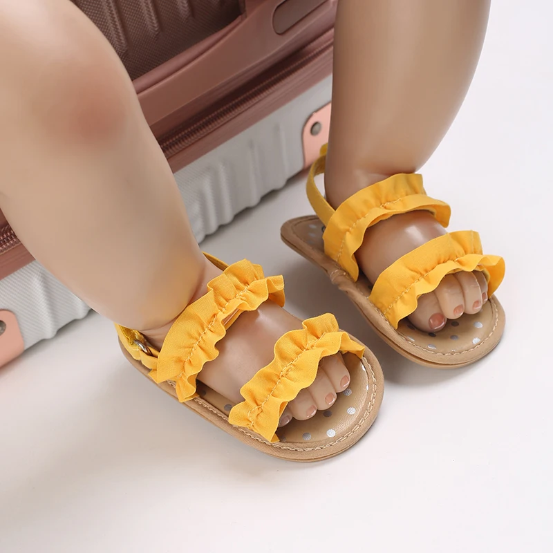 Yellow Newborn Baby Shoes Baby Boy Girl Shoes Girl Classic Bowknot Rubber Sole Anti-slip PU Shoes First Walker Toddler Shoes