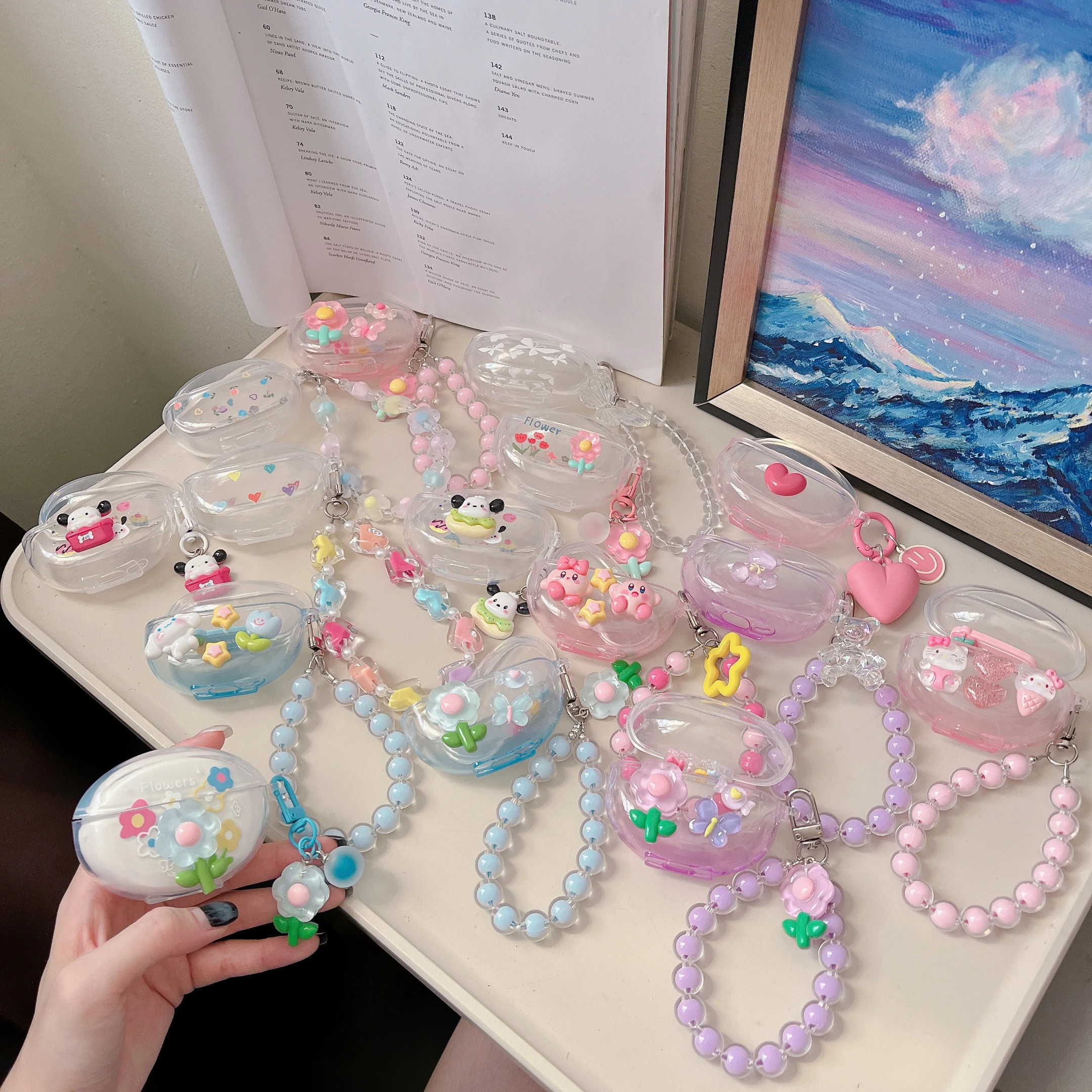 For Honor EarBuds X8 Case Flower Dog Bear Heart Lanyard Silicone Soft Case Honor EarBuds X7 Silicone Soft Shell Protective Cover