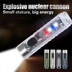 1PC Rechargeable Mini Keychain Flashlight With 10 Modes And Magnetic Base - Ideal For Camping And Outdoor Activities