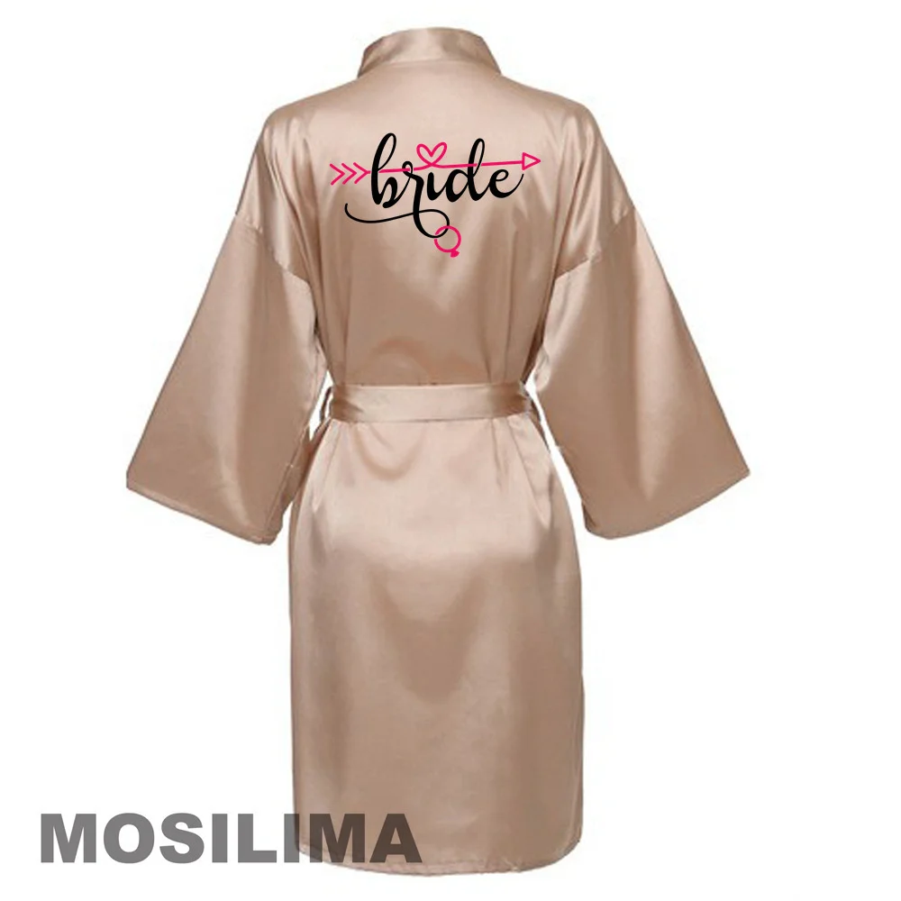 Women Silk Satin Short Night Printing Robe Kimono Robe Fashion Bath Robe Sexy Bathrobe Femme Wedding Bride Bridesmaid Robe SP231